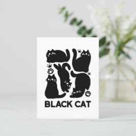 Cartão Postal Silhuettes de Gato Negro - Design de Felino Cinto