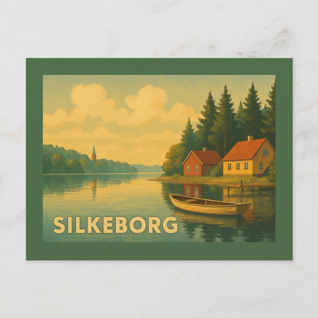 Cartão Postal Silkeborg Denmark Lake (Frente)