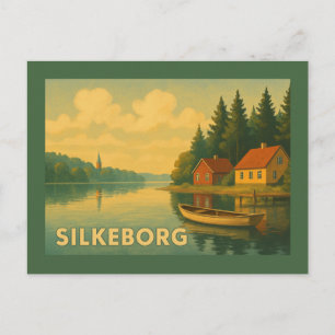 Cartão Postal Silkeborg Dinamarca Lago