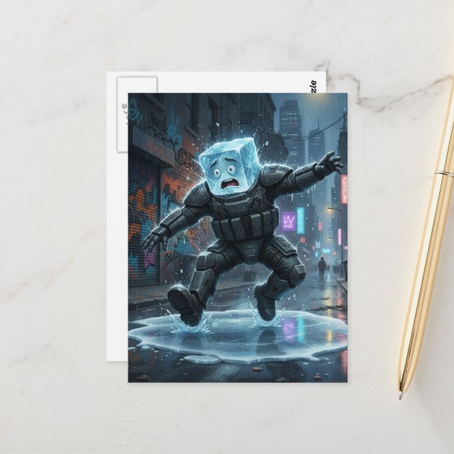 Cartão Postal Silly icecube falling on ice  (Frente/Verso In Situ)