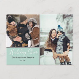 Cartão Postal Silver de Colagem de Fotos de Natal Elegante