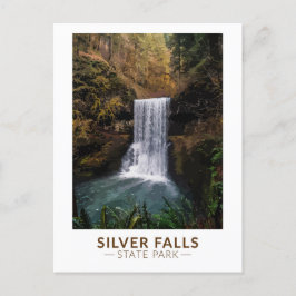 Cartão Postal Silver Falls State Park Oregon Watercolor Vintage