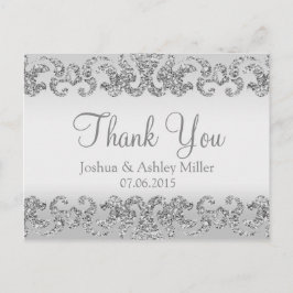 Cartão Postal Silver Glitter Olhe Obrigado