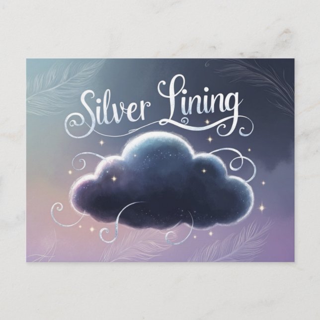 Cartão Postal Silver Lining Wolke gemalt (Frente)