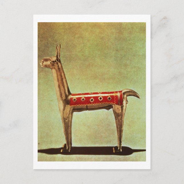 Cartão Postal Silver Llama Figurine, do Peru, após 1438 (Frente)