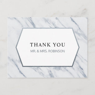 Cartão Postal Silver Modern Cartão-postal Marble Obrigado
