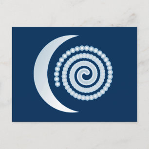 Cartão Postal Silver Moon Spiral em azul escuro