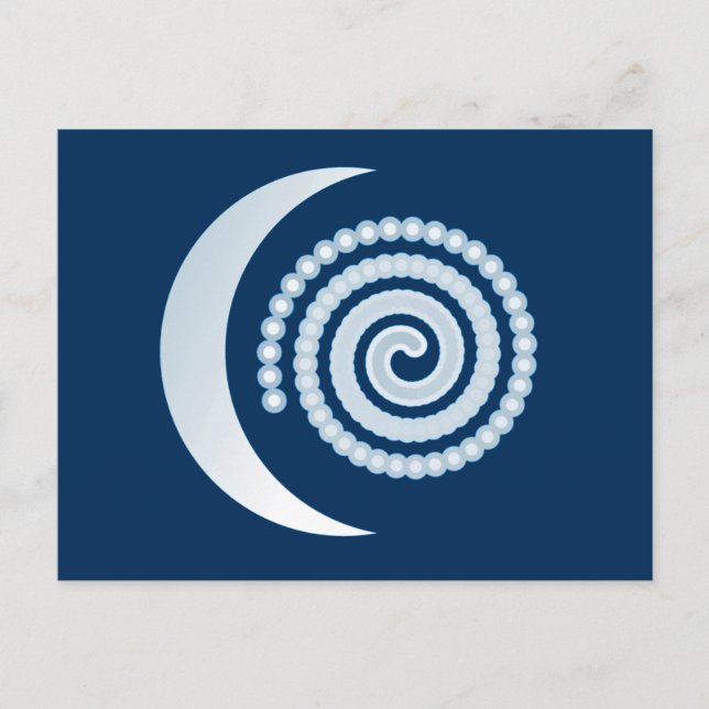 Cartão Postal Silver Moon Spiral em azul escuro (Frente)