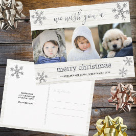 Cartão Postal Silver Snowflake 3 Foto Feliz Natal