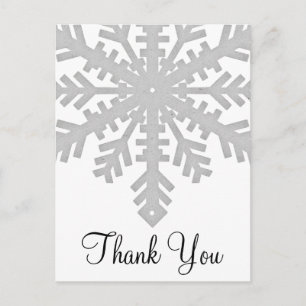 Cartão Postal Silver Snowflake Winter Obrigado Postcards