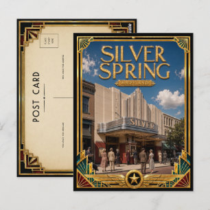 Cartão Postal Silver Spring Maryland Arte Deco Vintage Idade Dou