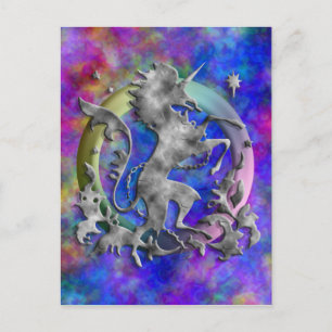 Cartão Postal Silver Unicorn Herald