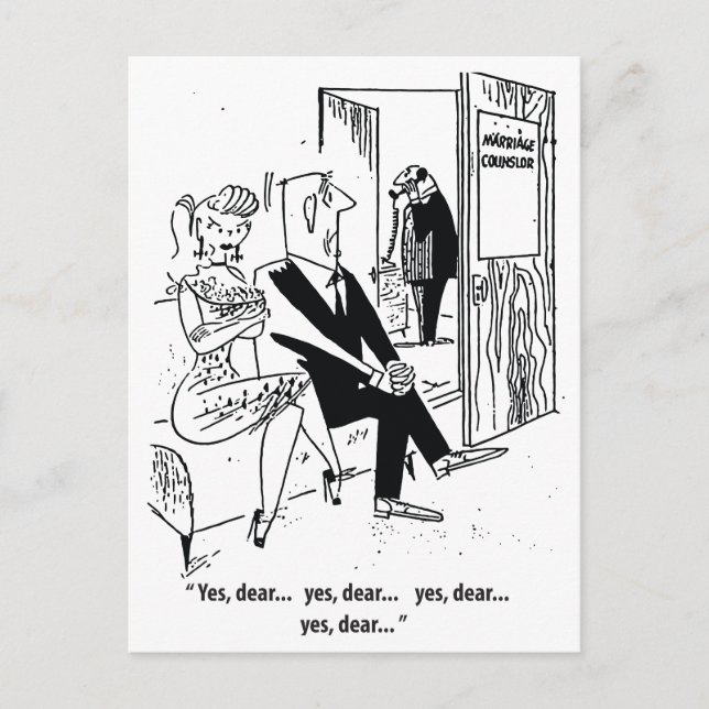 Cartão Postal Sim Querido, Humor de Conselheiro de Casamento, An (Frente)