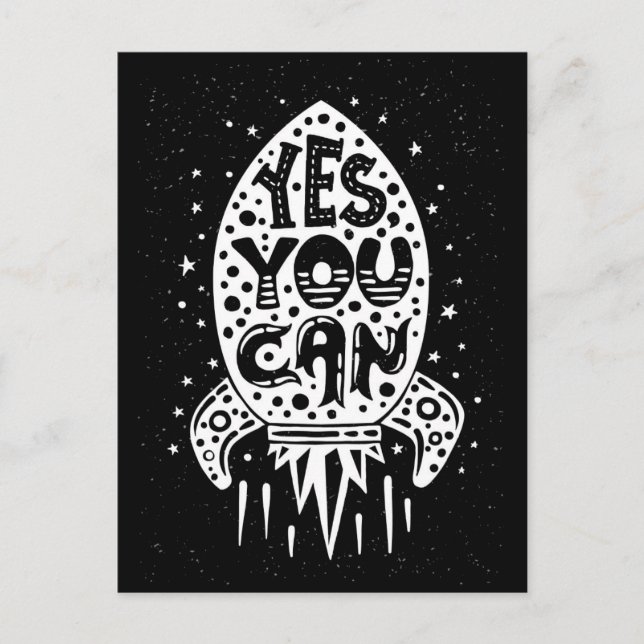 Cartão Postal Sim Você Pode Rocketship (Frente)