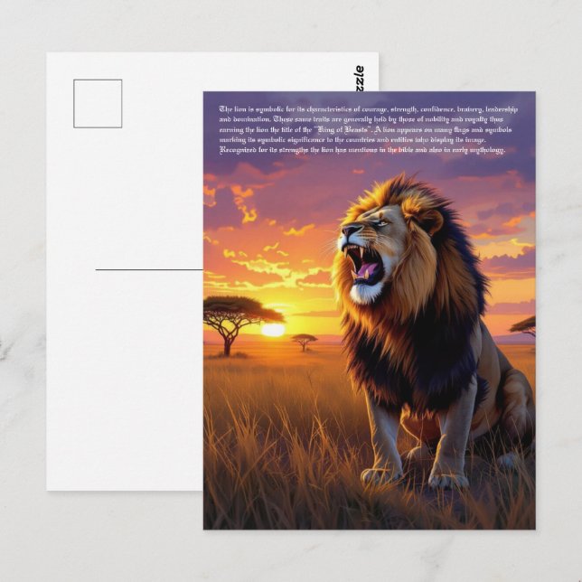 Cartão Postal Simbolismo de Leão (Frente/Verso)