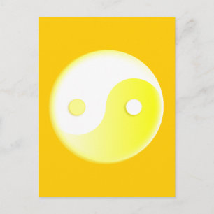 Cartão Postal Símbolo Amarelo brilhante Yin/Yang
