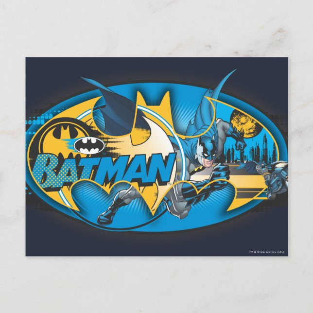 Cartão Postal Símbolo Batman | Logotipo de colagem clássico (Frente)