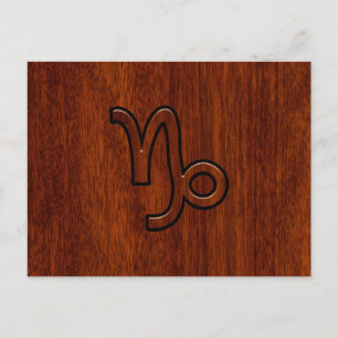 Cartão Postal Símbolo Capricórnio Zodiac em Mahogany Brown