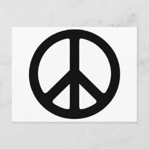 Cartão Postal Símbolo Clássico de Paz em Groovy Negro