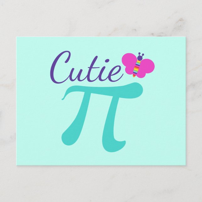 Cartão Postal Símbolo Cutie Pi Math Pun (Frente)