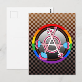 Cartão Postal Símbolo da Anarquia de Gênero, Emblema em Xadrez E