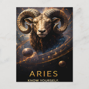 Cartão Postal Símbolo de Astronomia do Zodíaco de Áries Carneiro