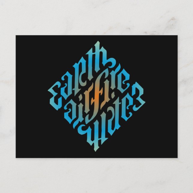 Cartão Postal Símbolo de Elementos Iluminados Azul (Frente)