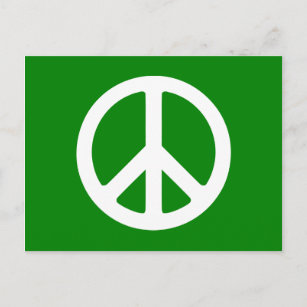 Cartão Postal Símbolo de paz branco e verde
