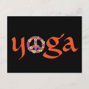 Cartão Postal Símbolo de Paz de Yoga Floral