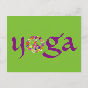 Cartão Postal Símbolo de Paz de Yoga Floral