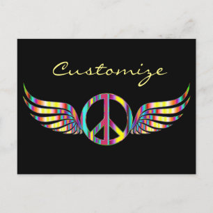 Cartão Postal Símbolo de Paz Hippie Winged Thunder_Cove