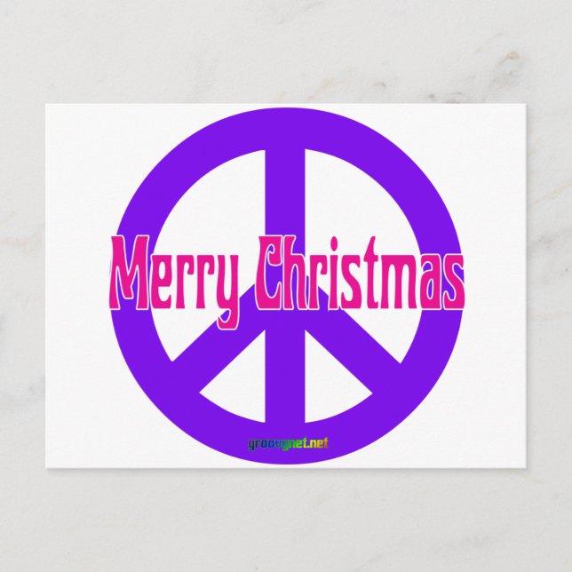 Cartão Postal Símbolo de paz roxo (Frente)