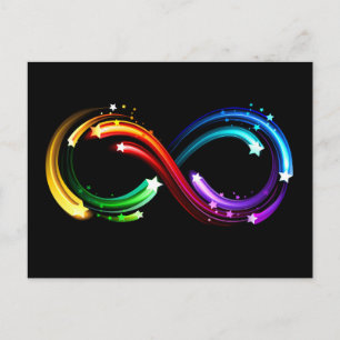 Cartão Postal Símbolo do infinito de cometas arco-íris