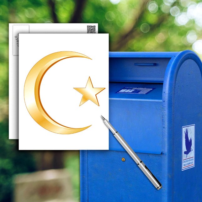 Cartão Postal Símbolo Islâmico (Islam Symbol Postcard.
Crescent moon and star, symbol of Islam. Customize with your text. )