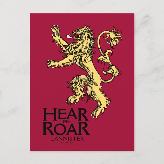Cartão Postal Símbolo Lannister - Ouça-me Rugir (Frente)