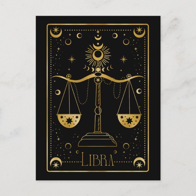 Cartão Postal Símbolo Libra Zodiac (Frente)