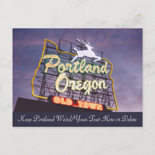 Cartão Postal Símbolo Neon de Banda Branca do Portland, Oregon
