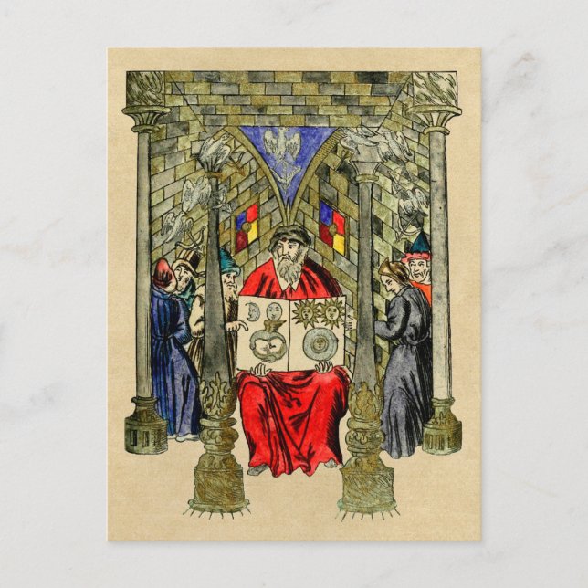 Cartão Postal Símbolo Ouroboros no Livro da Alquimia (Frente)