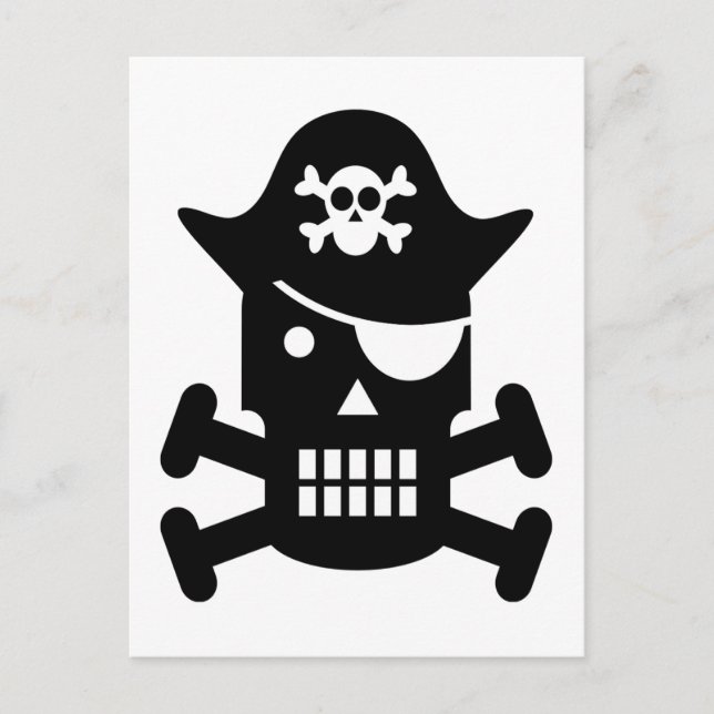 Cartão Postal Símbolo Robô Crânio e Crossbones Pirata (Frente)