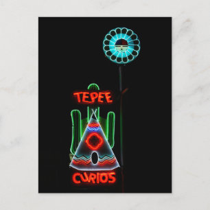 Cartão Postal Símbolo Tepee Curios Neon, Tucumcari, Novo Méxic