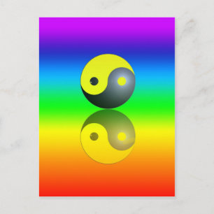 Cartão Postal Símbolo Yin & Yang auf Chakra Farben Motiv 1