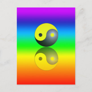 Cartão Postal Símbolo Yin & Yang auf Chakra Farben Motiv 1