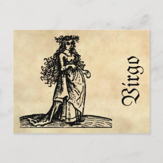 Cartão Postal Símbolo Zodiac Medieval Renascentista Virgo