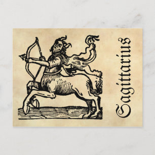 Cartão Postal Símbolo Zodíaco Medieval Renascentista Sagittari