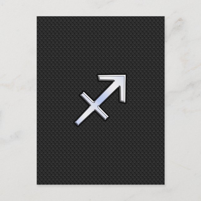 Cartão Postal Símbolo Zodíaco Sagitário na pele de cobra preto (Frente)