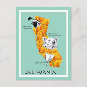 Cartão Postal Símbolos da Califórnia