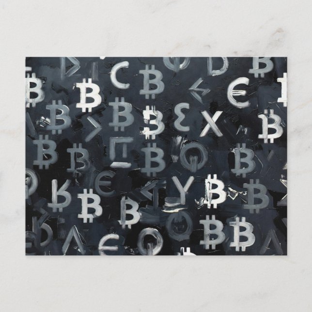 Cartão Postal Símbolos de Bitcoin (Estilo: 7) (Frente)