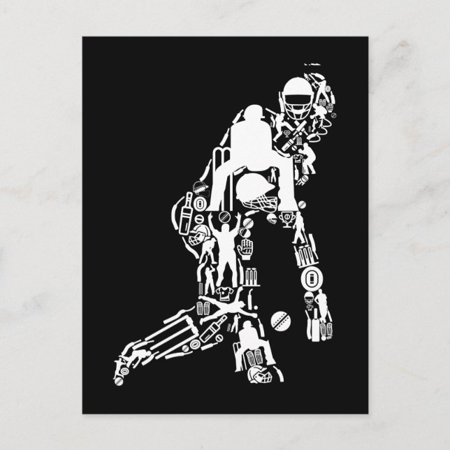 Cartão Postal Símbolos do Esporte Críquete Jogador de Críquete (Frente)