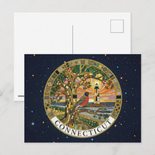 Cartão Postal Símbolos do estado de Connecticut dos EUA