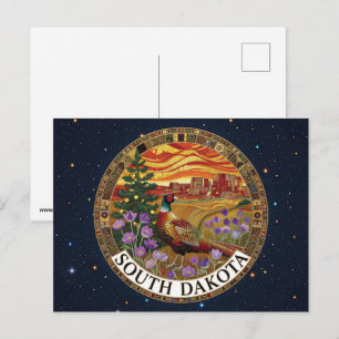 Cartão Postal Símbolos do estado de Dakota do Sul dos EUA